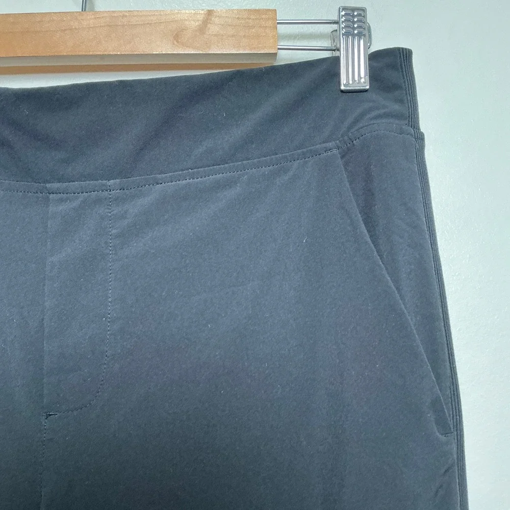 Athleta Brooklyn Ankle Pants Women Size 6 Black Ribbed Side Travel Excellent - Picture 2 of 8